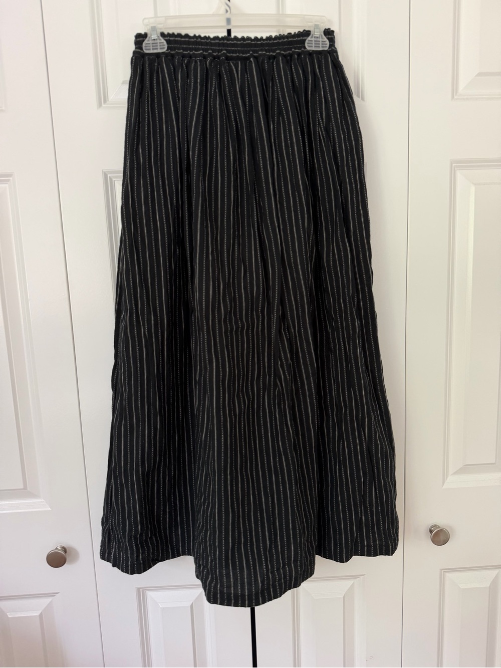 Ichi Antiquites Cotton Stripe Midi Skirt